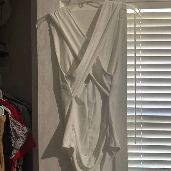 Lulus Cream Colored Deep V Bodysuit - Picture 2 of 2